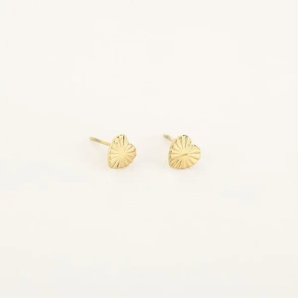 relief hart oorknopje goud