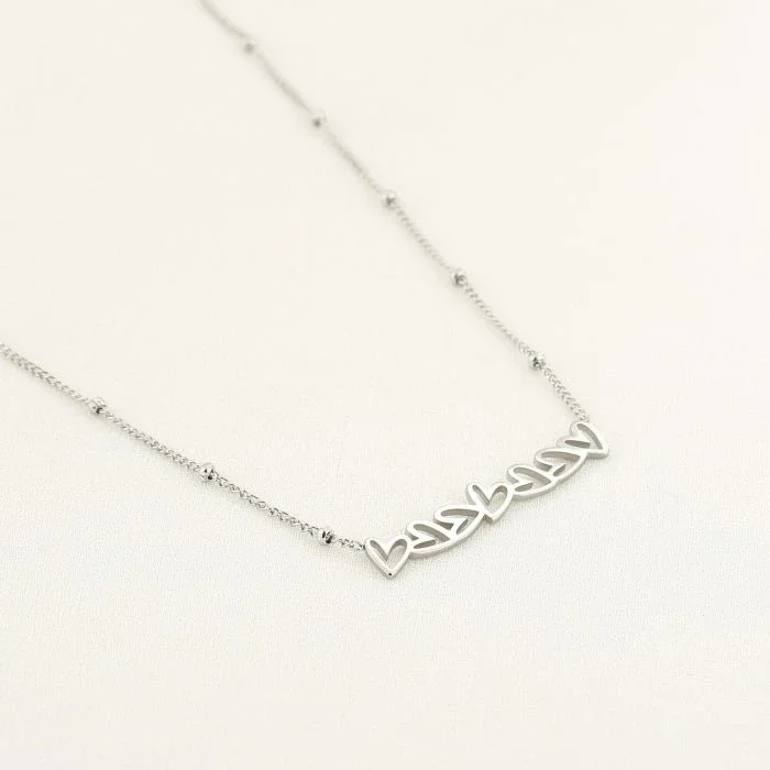 Stella hartjes ketting zilver