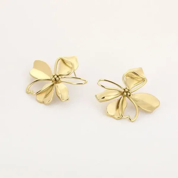 flower oorbellen goud