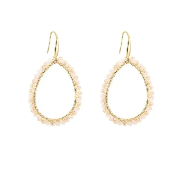 drop beaded oorbellen wit