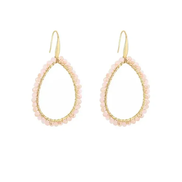 drop beaded oorbellen roze