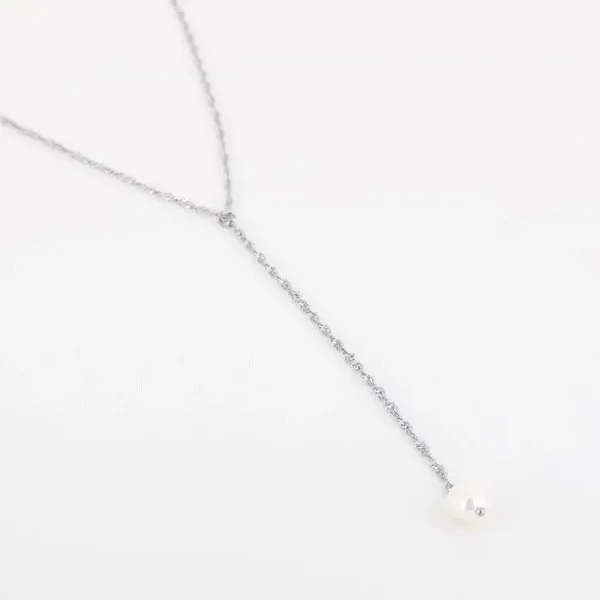 Y ketting parel zilver