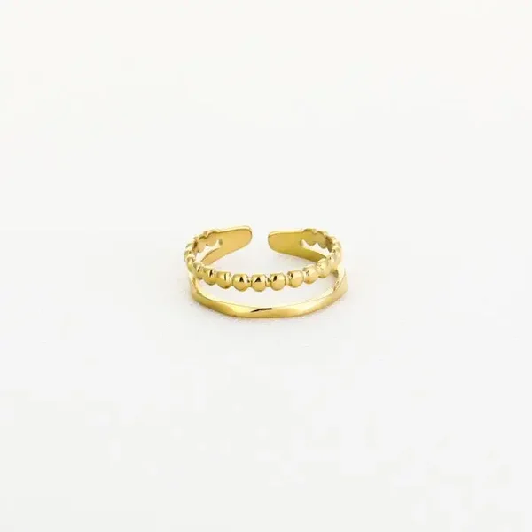 shiny beads ring goud