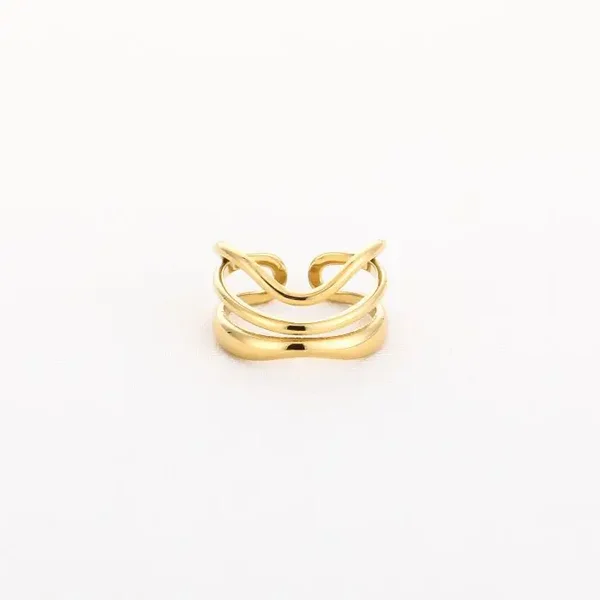 waves lines ring goud