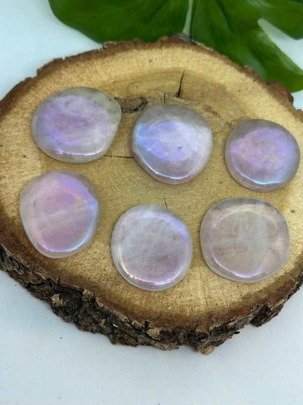 Rozenkwarts aura palmsteen