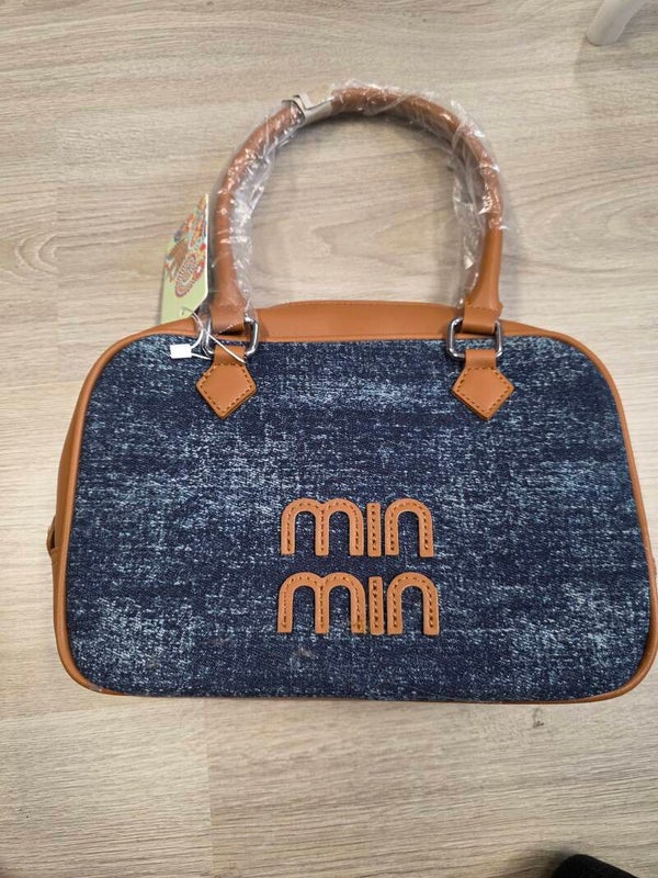 Min min tas blauw bruin