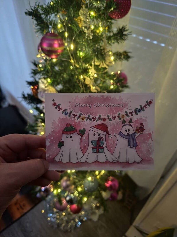 Carte postale simple A6 "fantômes de Noël"