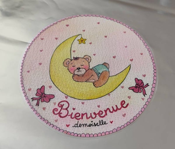 Exemple de cartes "moisniversaires" personnalisées et plastifiées rondes ... Avec carte "bienvenue" offerte