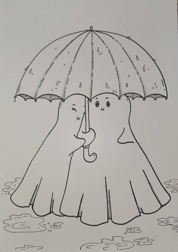 Fantôme amoureux sous la pluie