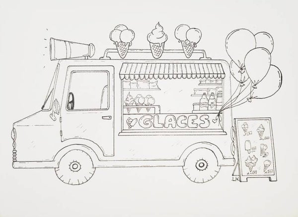 "Camion de glaces" à colorier ou à peindre