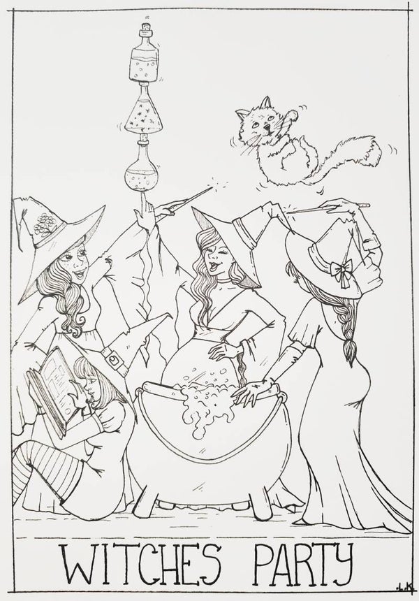 "Witches party" à colorier ou à peindre