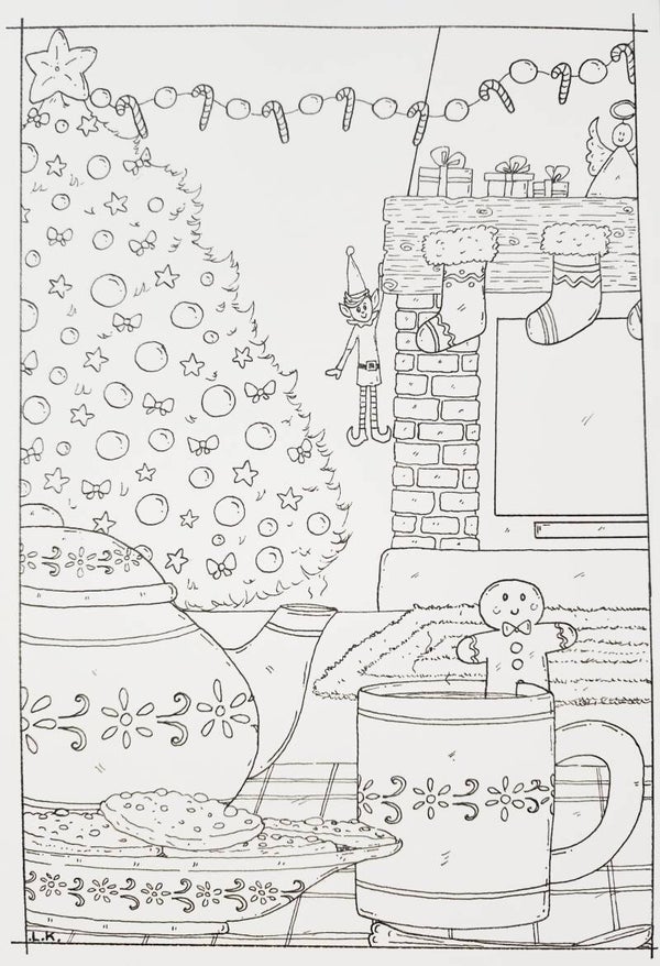 "Goûter de Noël" à colorier ou à peindre