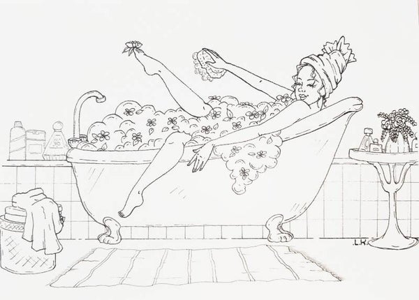 "Le bain" à colorier ou à peindre