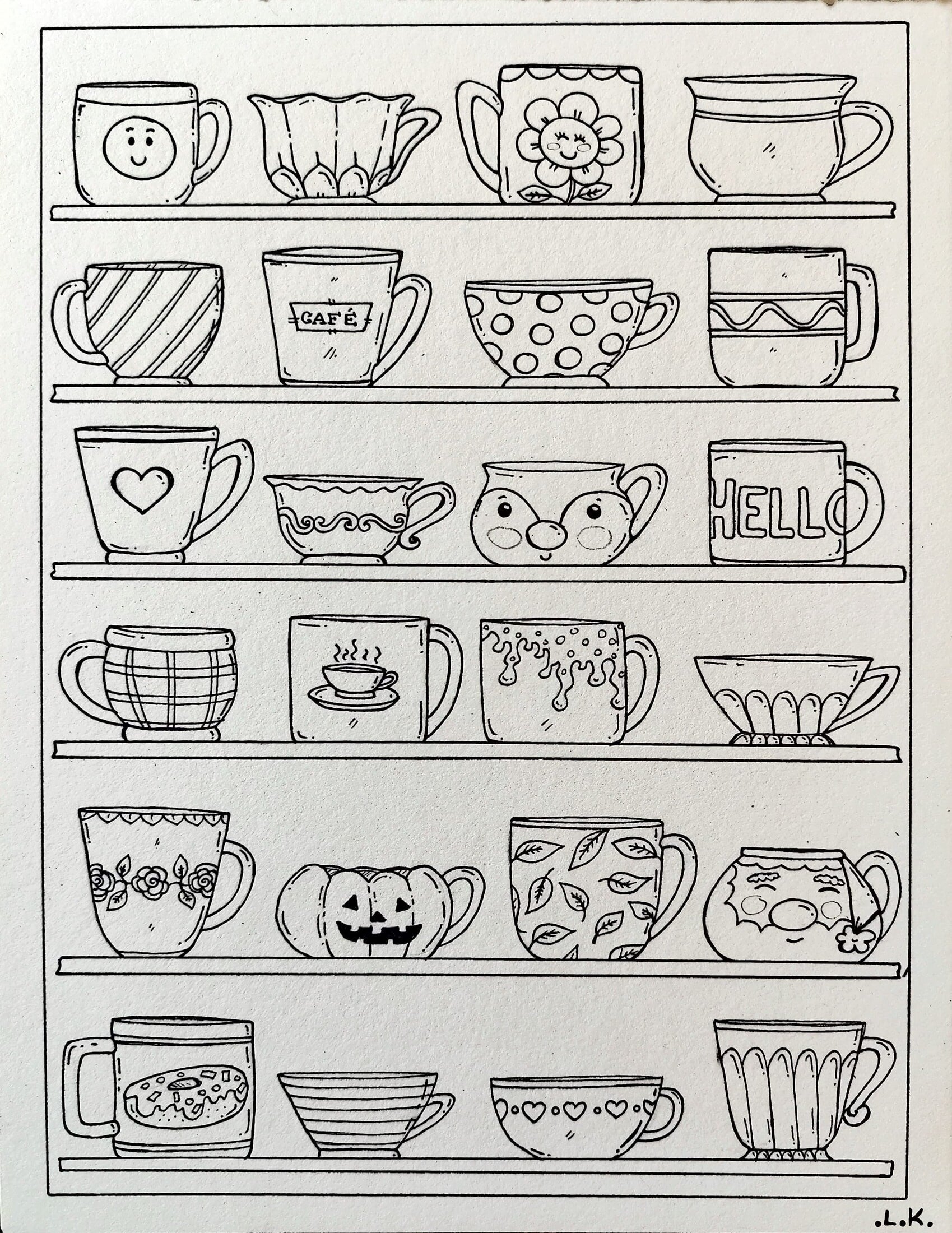 Les tasses 2 à colorier ou peindre