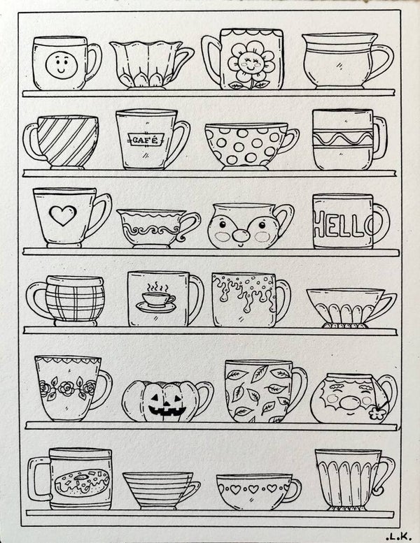Les tasses 2 à colorier ou peindre