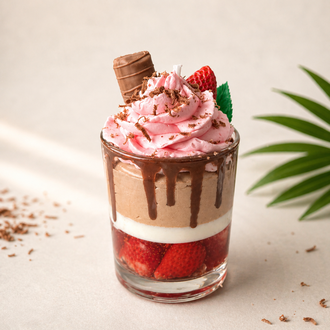 Schoko-Erdbeer Dessertkerze