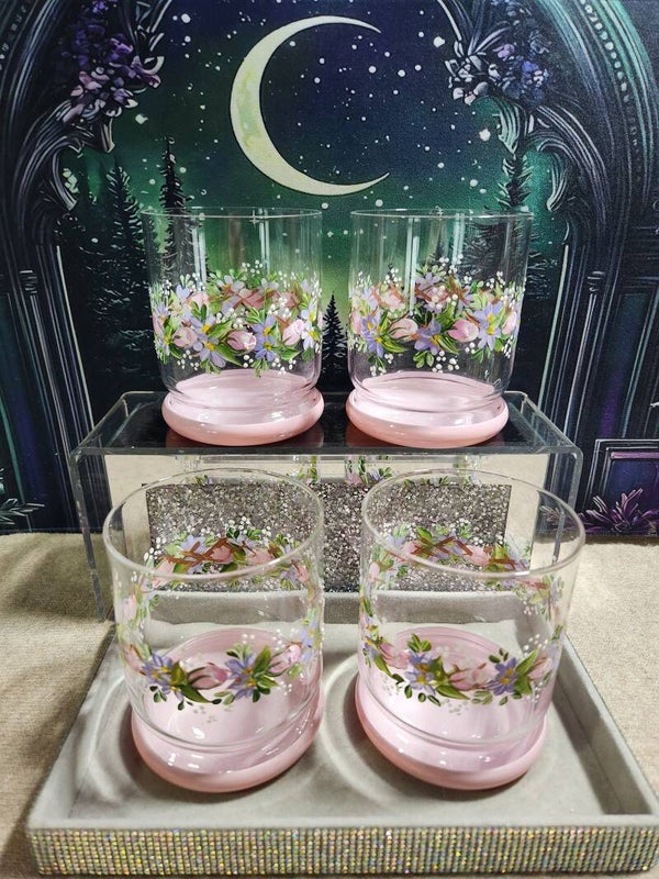 Hand Painted Glass - Pink Base