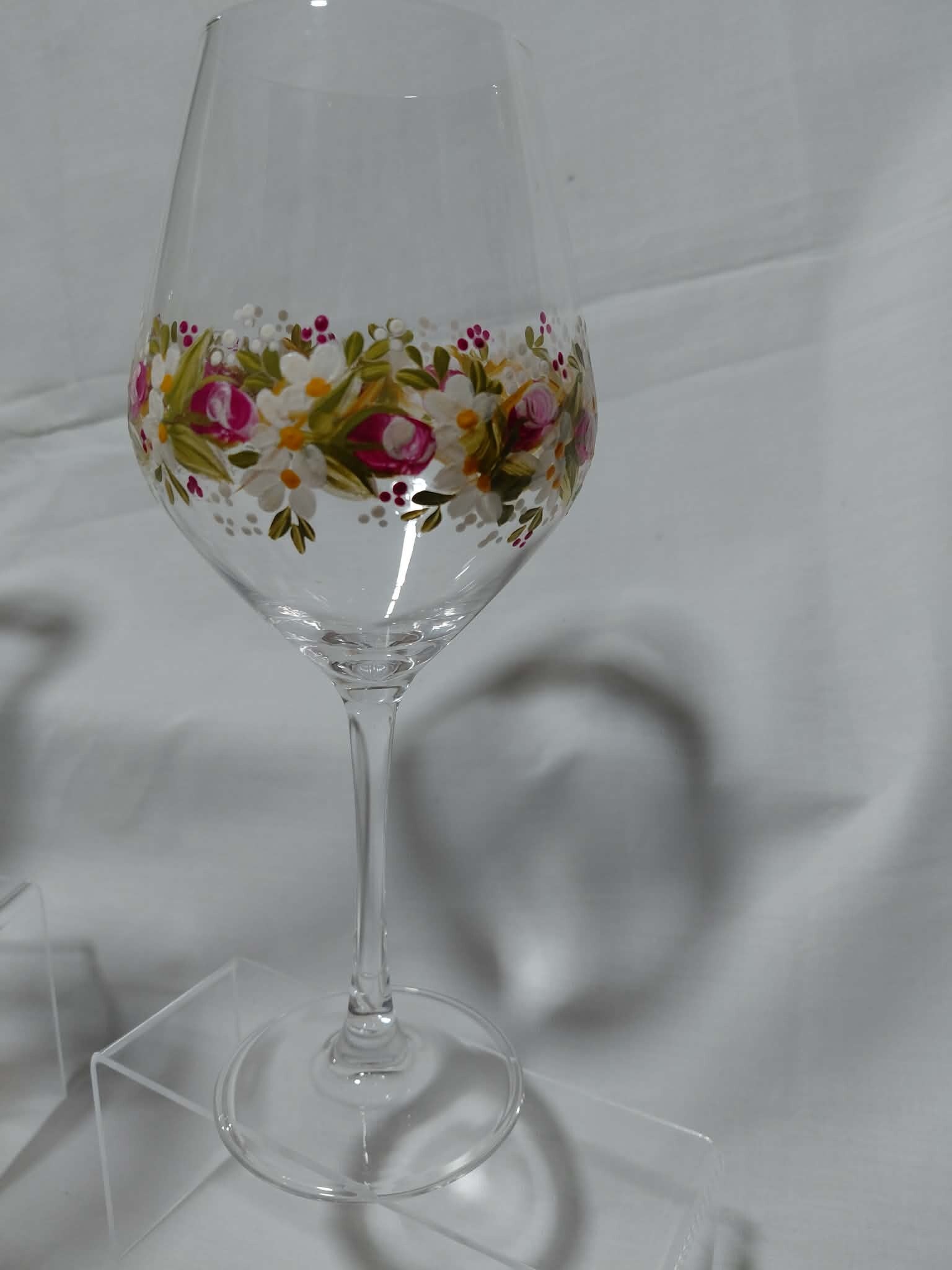 Hand Painted Wine Glasses - Long Stem