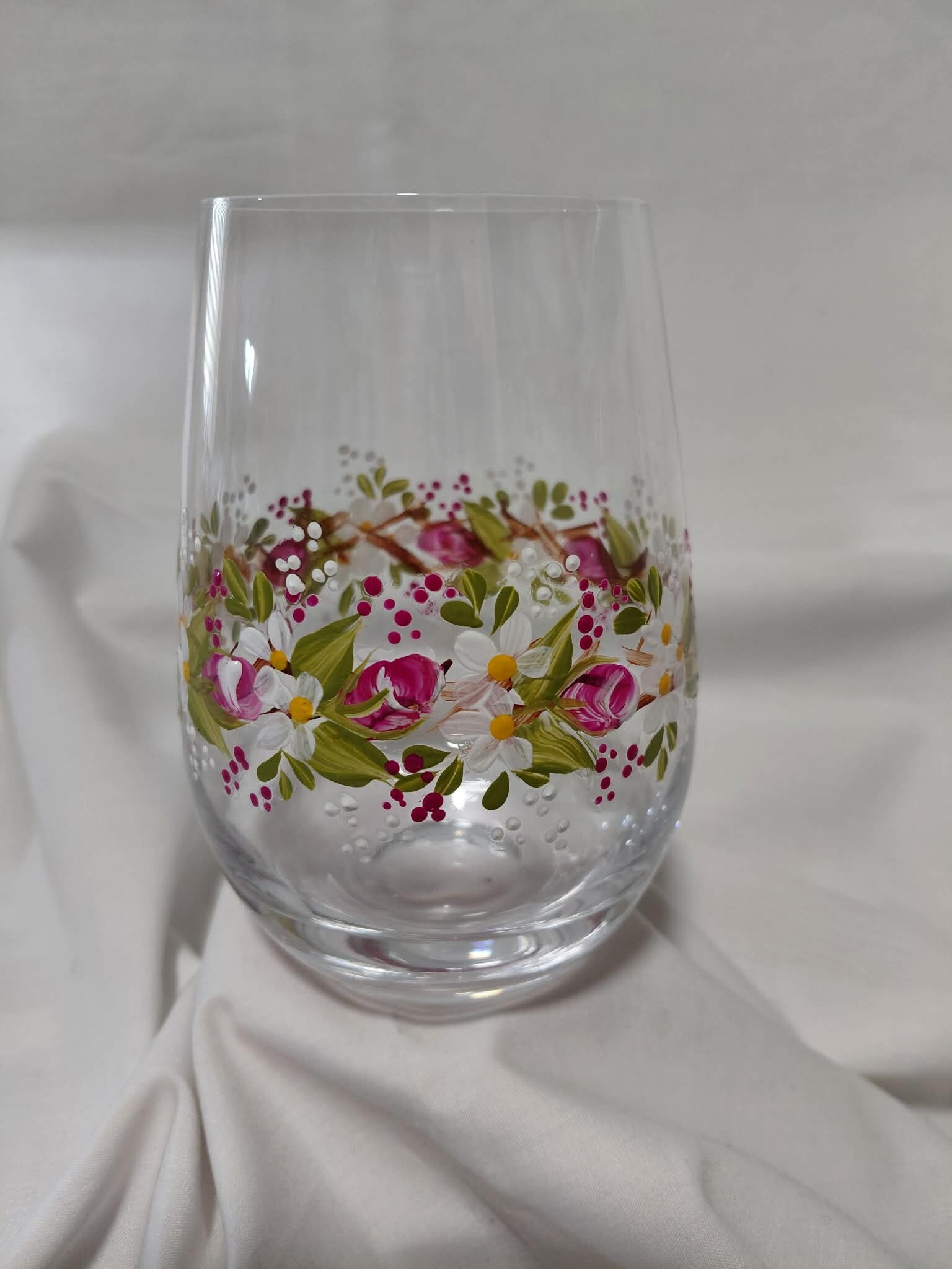 Hand Painted Stemless Wine Glasses - Tumblers