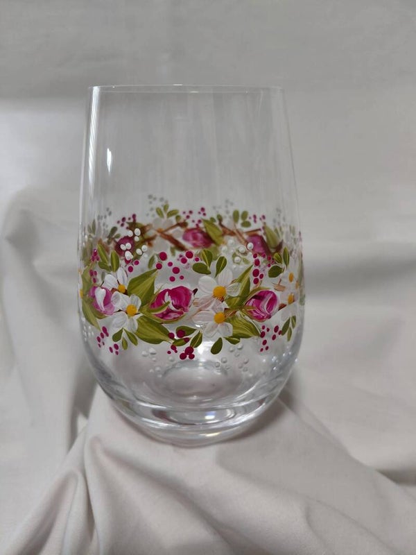 Hand Painted Stemless Wine Glasses - Tumblers