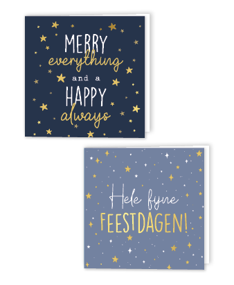 Set van 10 kaarten met 2 verschillende soorten dessins lichtblauw