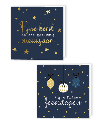 Set van 10 kaarten met 2 verschillende soorten dessins blauw