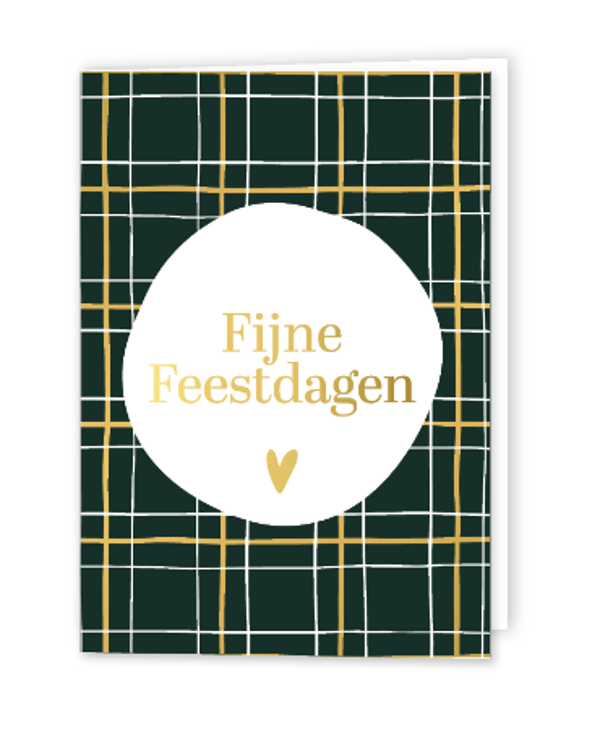 Kaart A6 dubbel 'Fijne feestdagen' groen met envelop