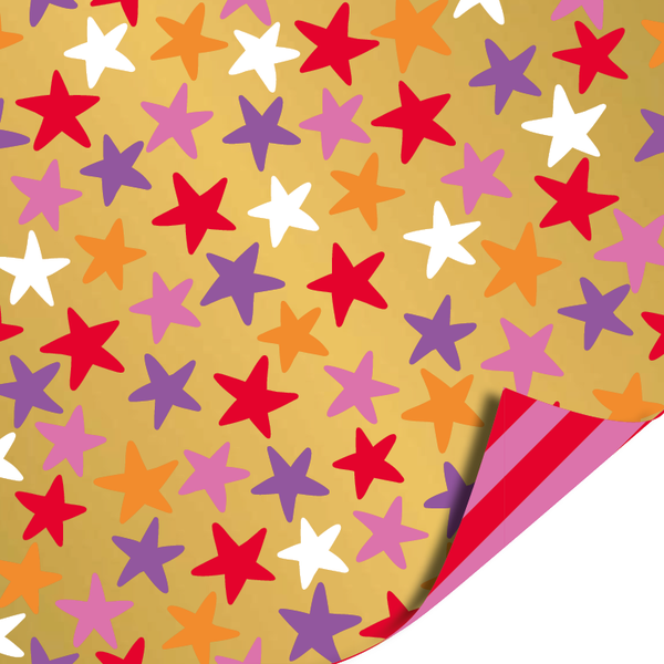 Cadeaupapier Stars Gold Multicolor