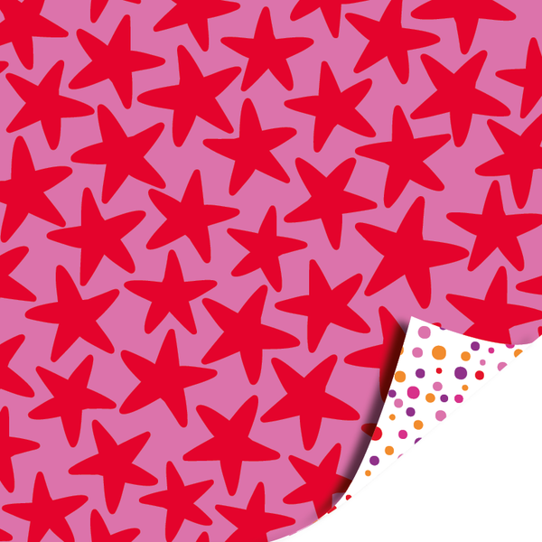 Cadeaupapier Christmas Stars Pink Red