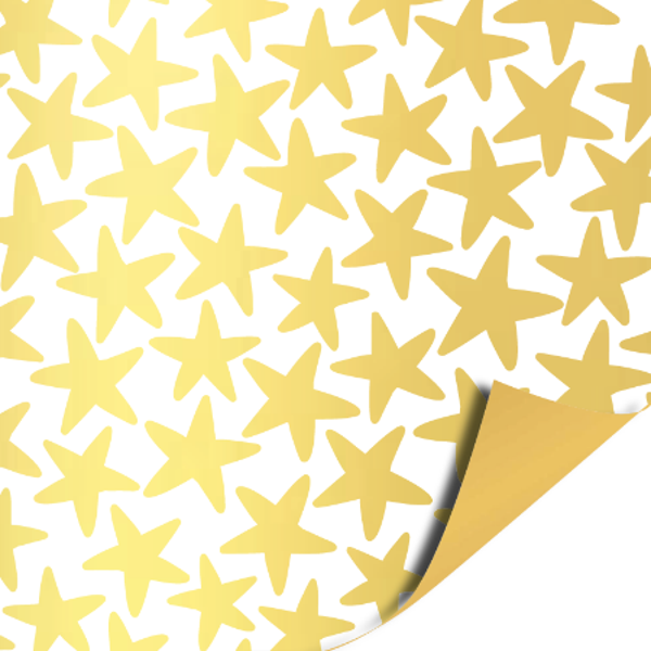 Cadeaupapier Stars White Gold