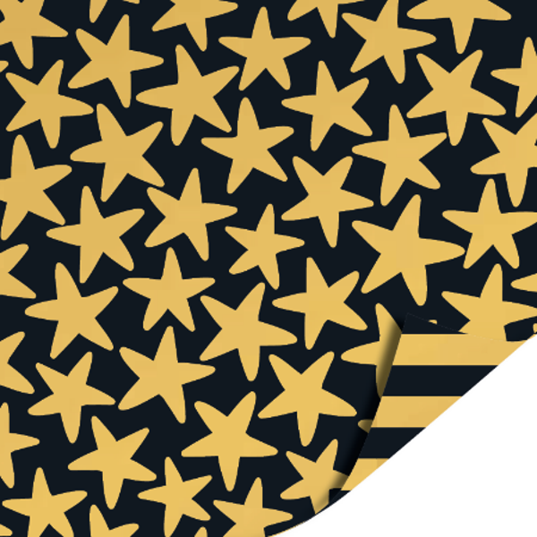 Cadeaupapier Stars Black Gold