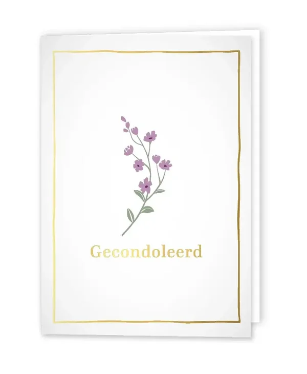 Kaart A6 dubbel 'Gecondoleerd' met envelop