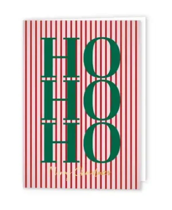 Kaart A6 dubbel 'Hohoho' rood met envelop