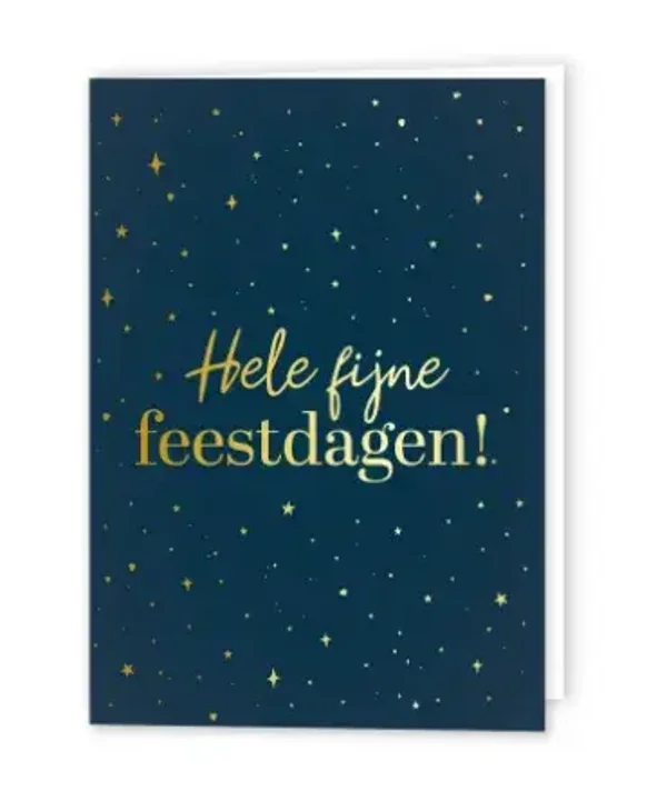 Kaart A6 dubbel 'Hele fijne feestdagen!' blauw