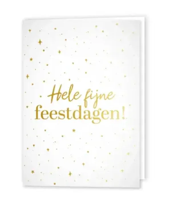 Kaart A6 dubbel 'Hele fijne feestdagen!' wit goud