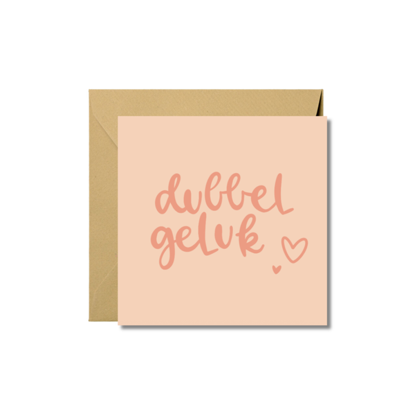 Kaart vierkant dubbel 'Dubbel geluk' met envelop