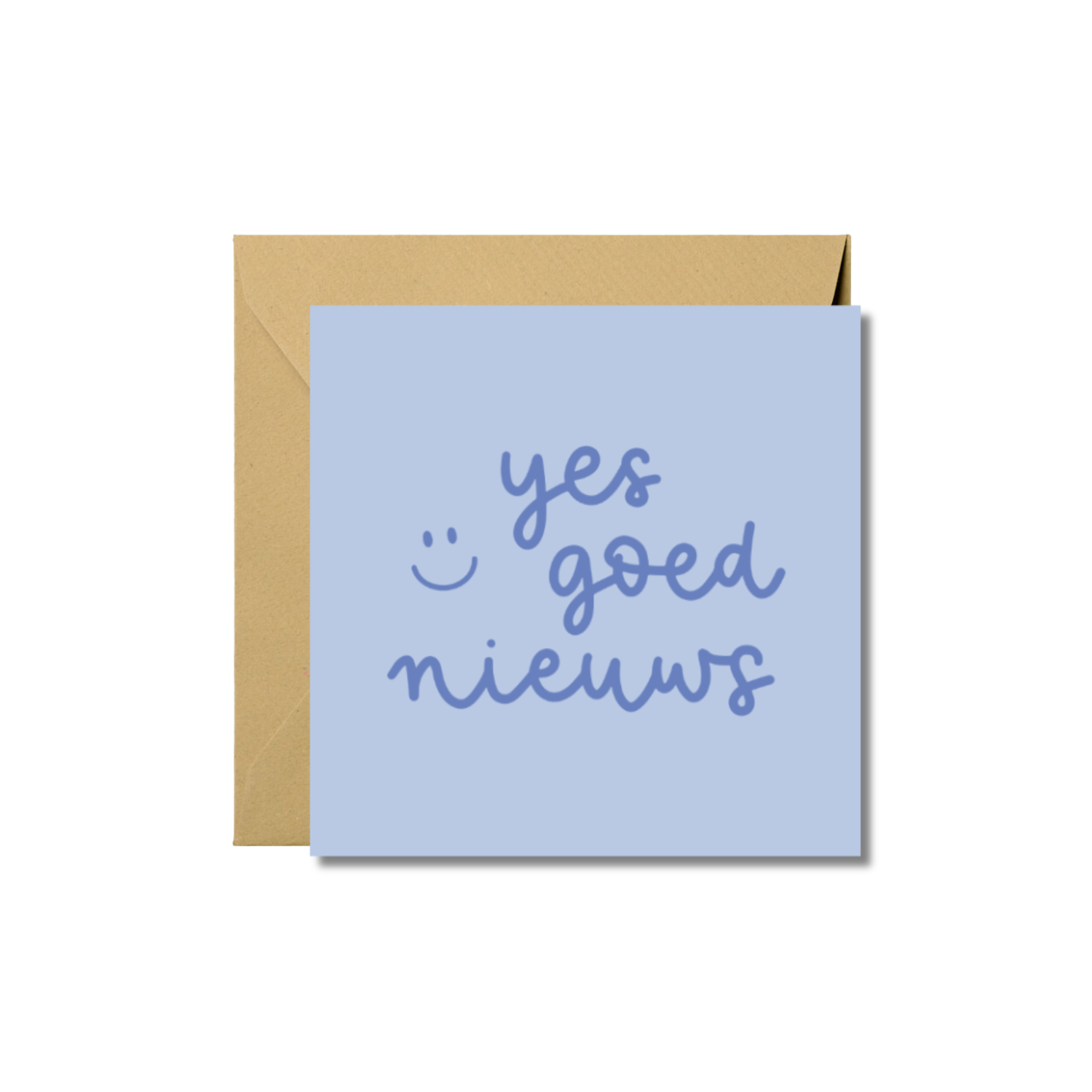 Kaart vierkant dubbel 'Yes goed nieuws' met envelop