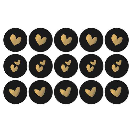 Cadeaustickers Solo Hearts Zwart Goud
