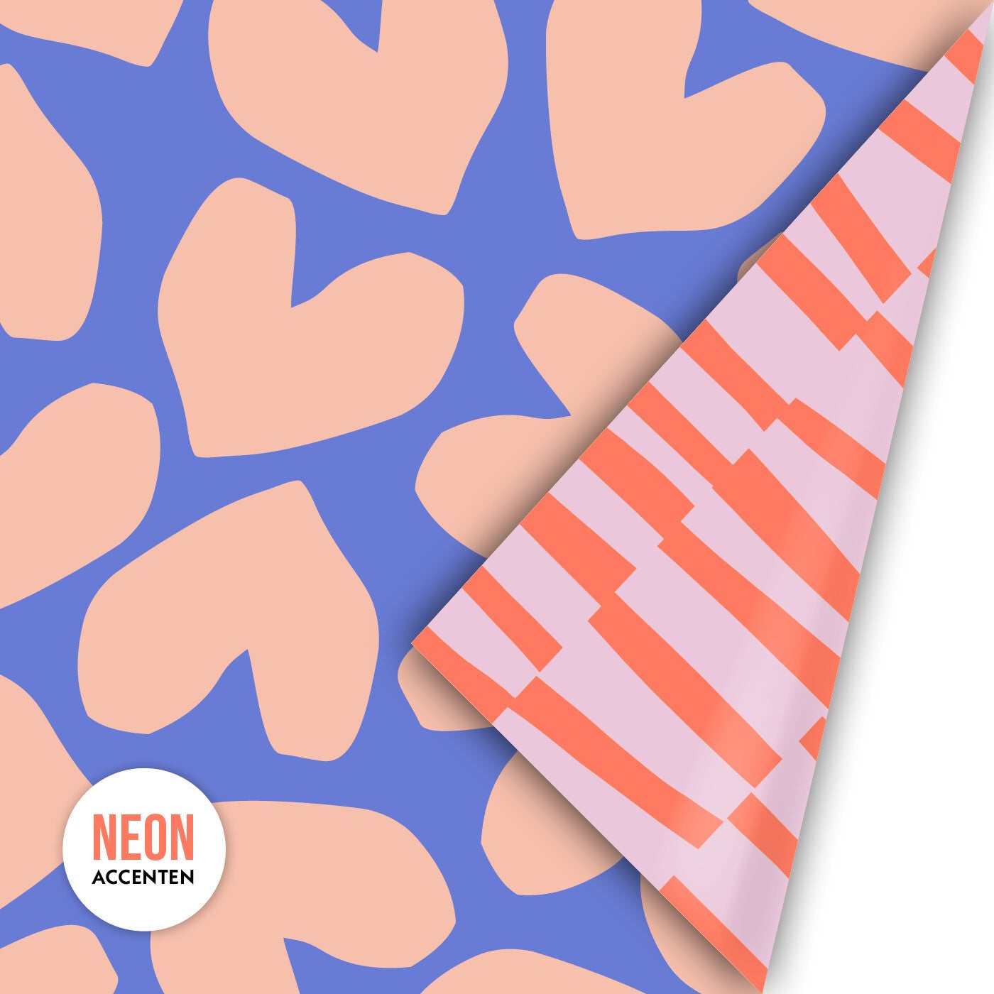 Cadeaupapier Solo Hearts Disco met neon