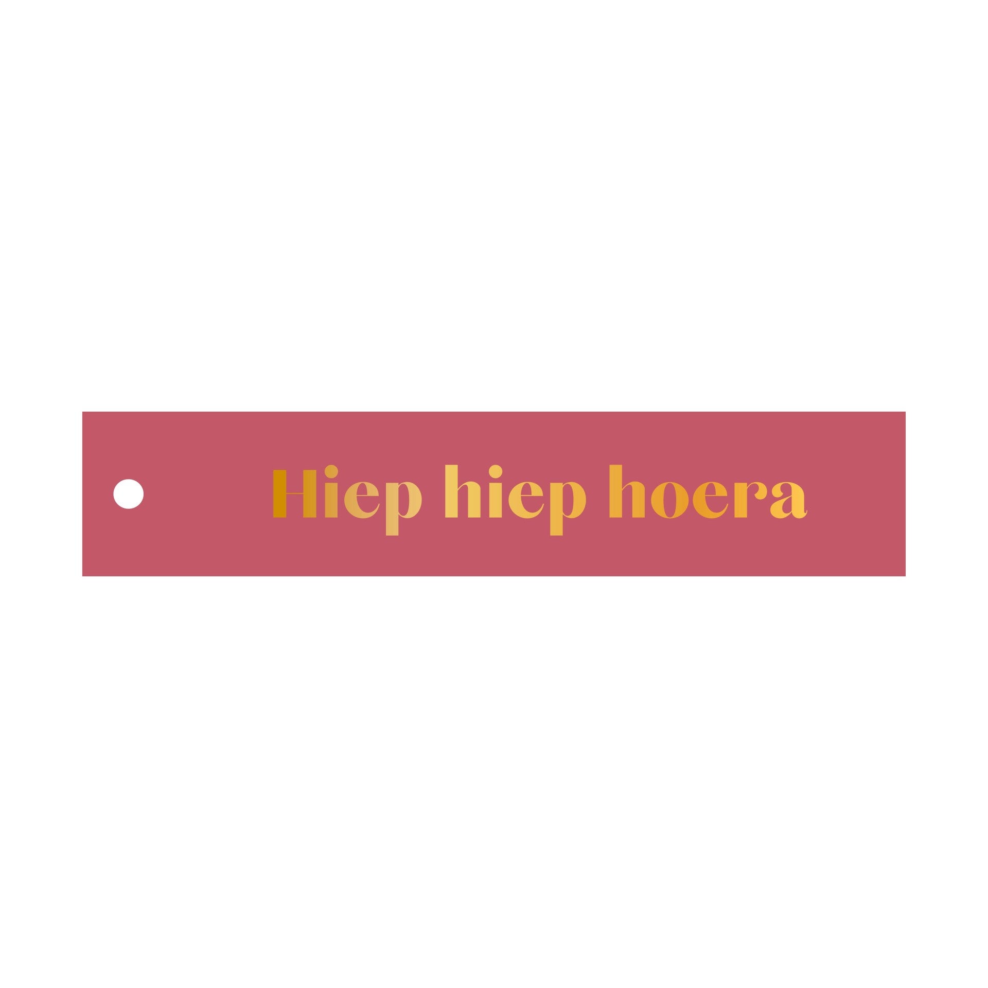 Cadeaulabel 'hiep hiep hoera' met goudfolie