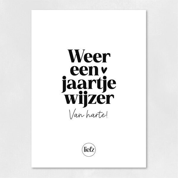 Flesetiket 'Weer een jaartje wijzer'