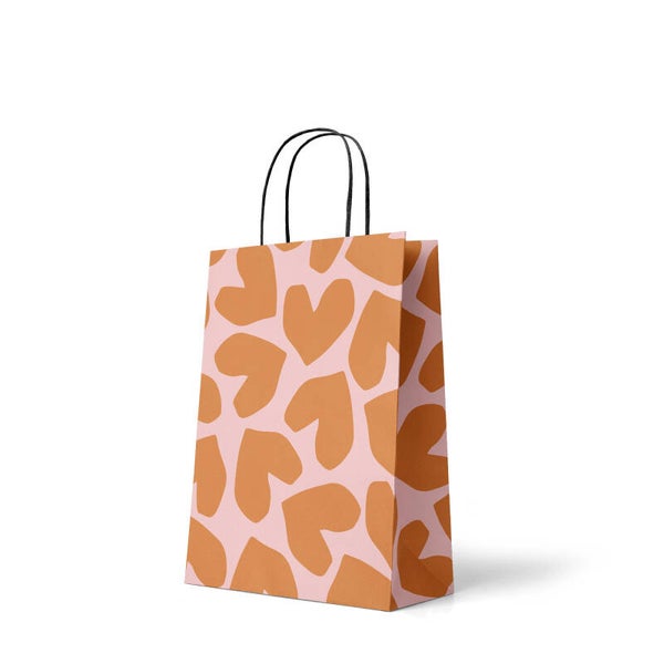 Cadeautasje Solo Hearts roest/roze M