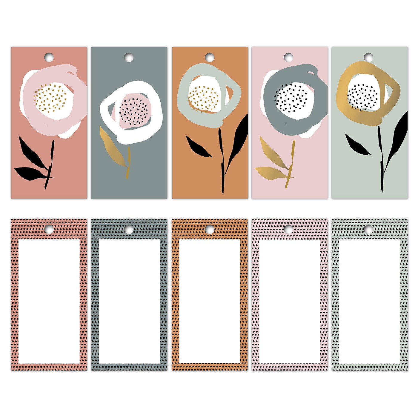 Set van 5 cadeaulabels 'Flowers'