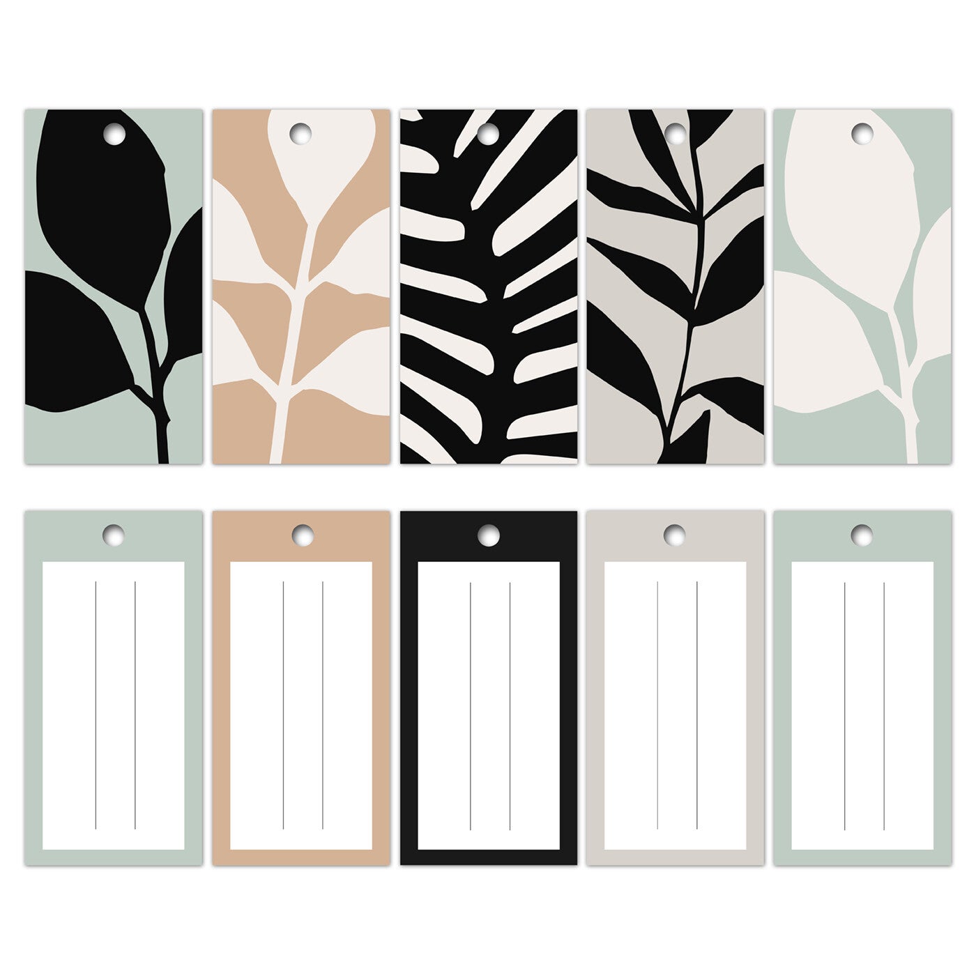 Set van 5 cadeaulabels 'Abstract Botanics'