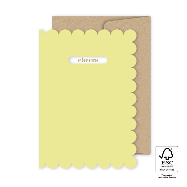 Kaart A6 dubbel 'Cheers' met envelop