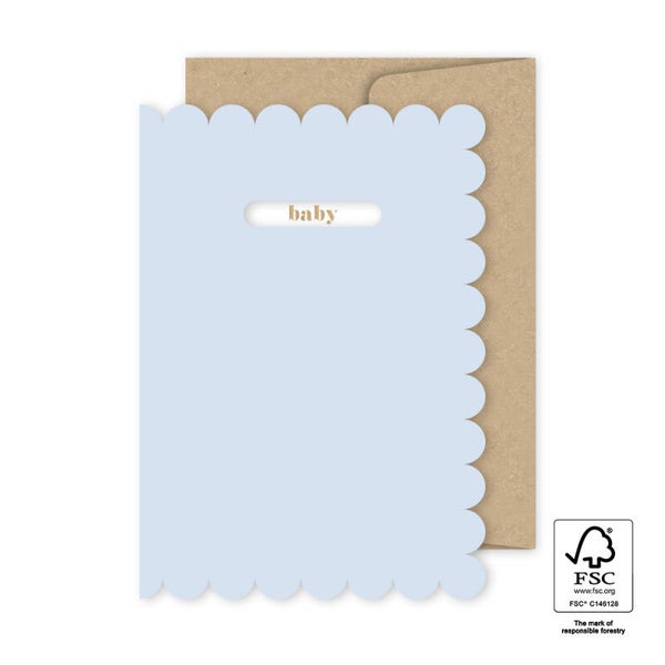 Kaart A6 dubbel 'Baby' blue met envelop