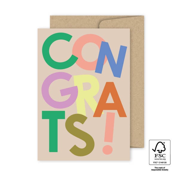 Kaart A6 dubbel 'Congrats!' met envelop