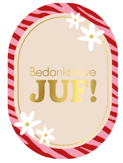 Kaart ovaal 'Bedankt lieve juf!'