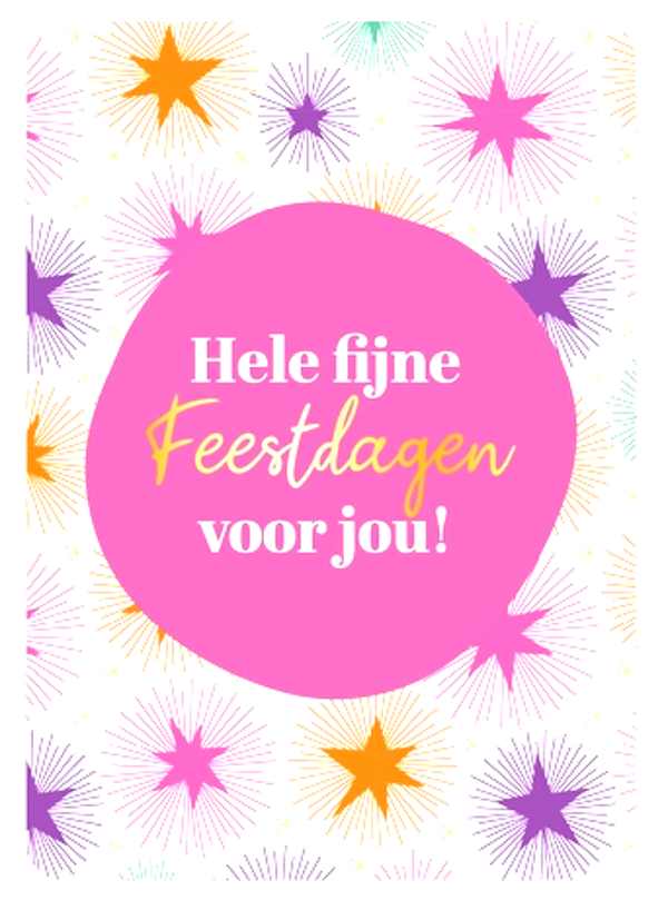 Kaart A6 enkel 'Hele fijne Feestdagen voor jou!'