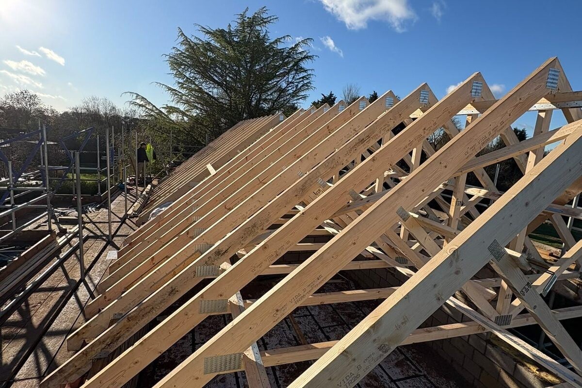 Timber roof carpentry on a larger residential scheme